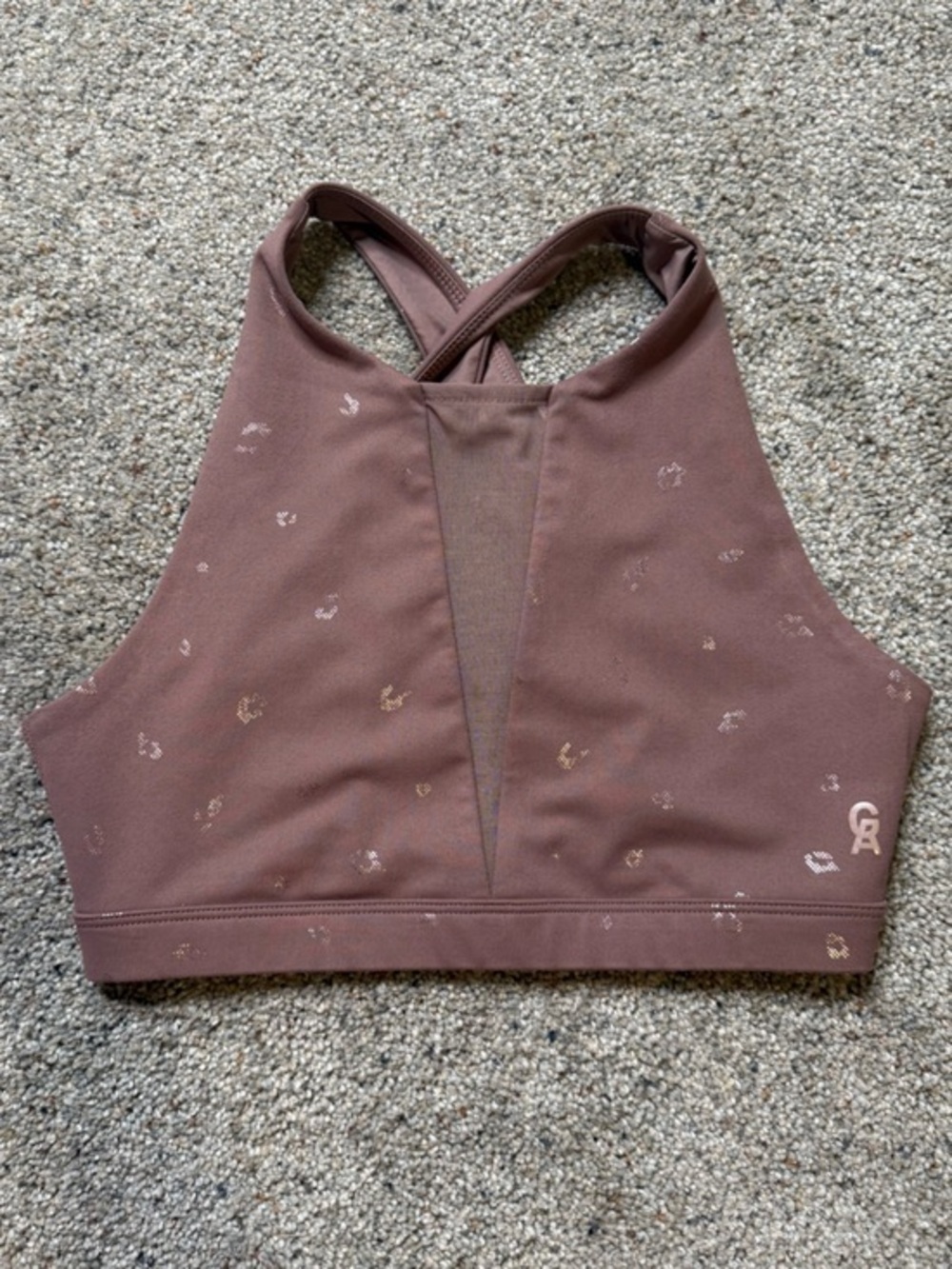 Good American Athleisure Mauve Pink Sports Bra with Subtle Leopard Print